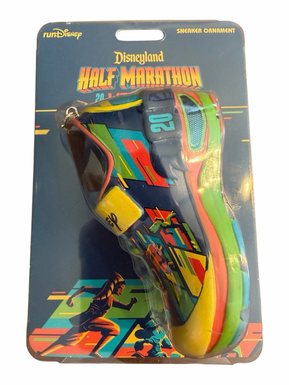 Disney Multicolor Neon Blue & Green Half Marathon Sneaker Ornament
